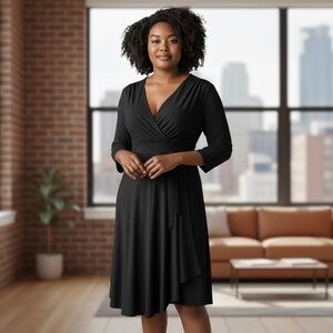 Ellen Parker Asymmetric Black Dress Size Large